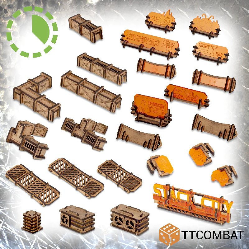 TT Combat Sci-fi Gothic Stack City Accessories MDF Tabletop Scenery Kit