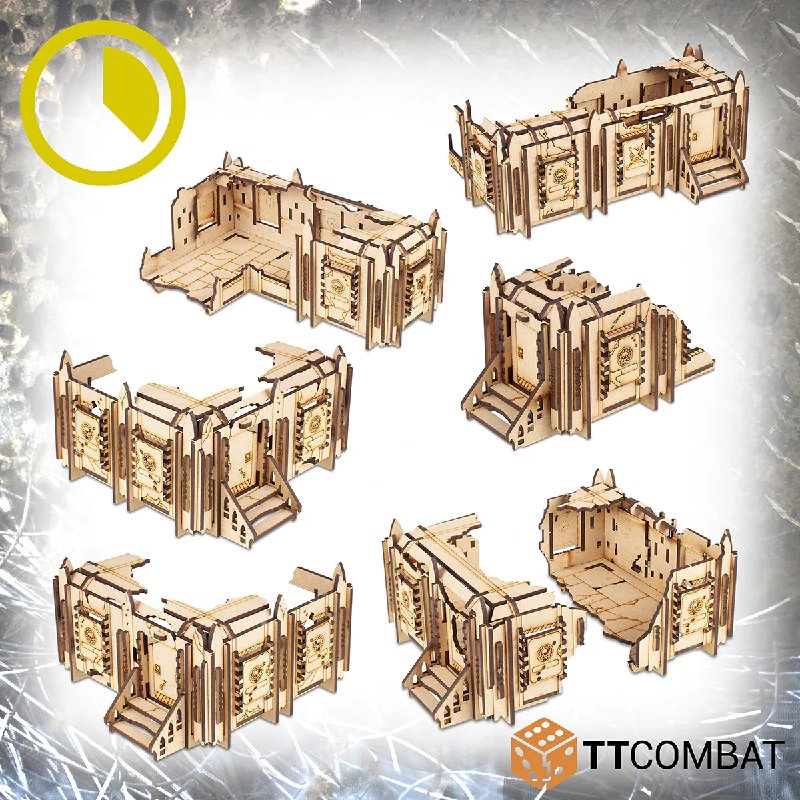 TTCombat Tabletop Scenics Sci-fi Gothic Ruined Mecharium Research Pods MDF Terrain Kit