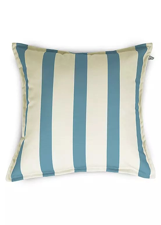 Rucomfy Indoor/Outdoor Water Resistant Cushion - 45x45cm Seafoam Blue Striped Scatter Pillow