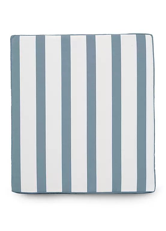 Rucomfy Stripe Single Garden Bench Cushion - Blue & White, 45x50x5cm