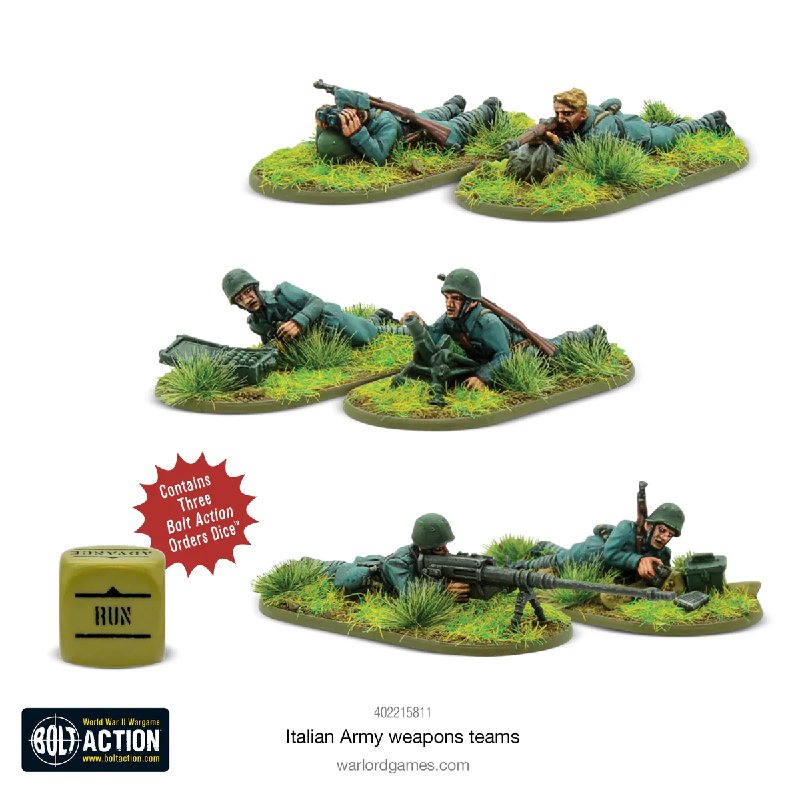 Bolt Action Italian Army Weapons Teams Box Set with Six Resin Figures