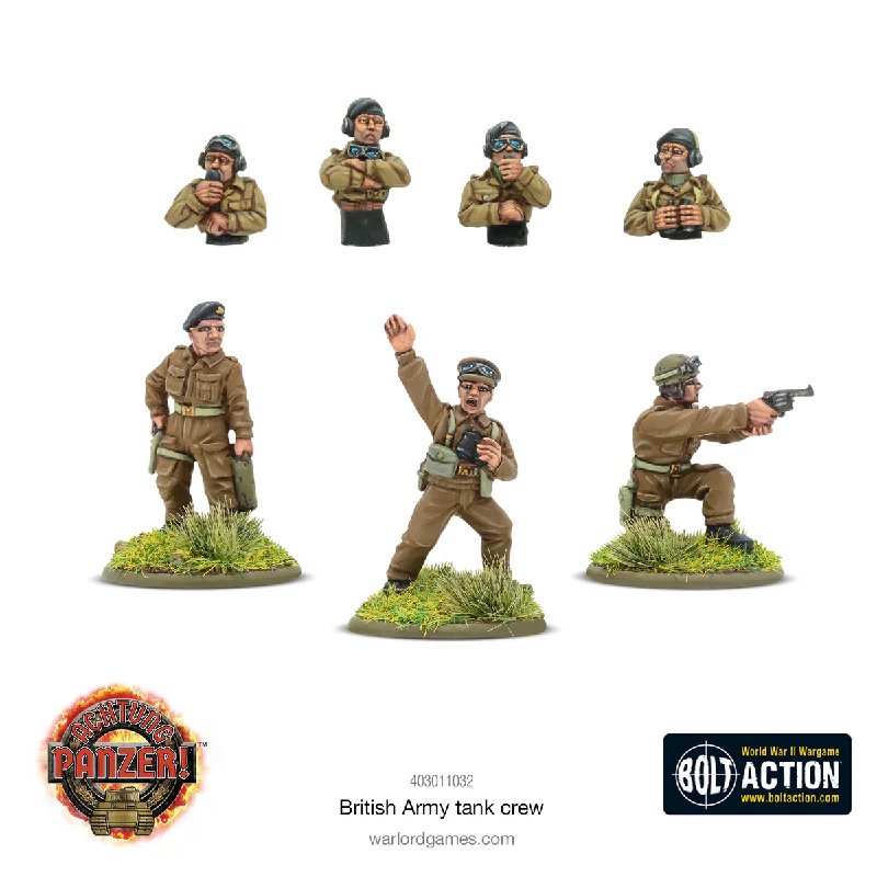 Achtung Panzer! British Tank Crew Set with 4 Mounted and 3 Dismounted Figures