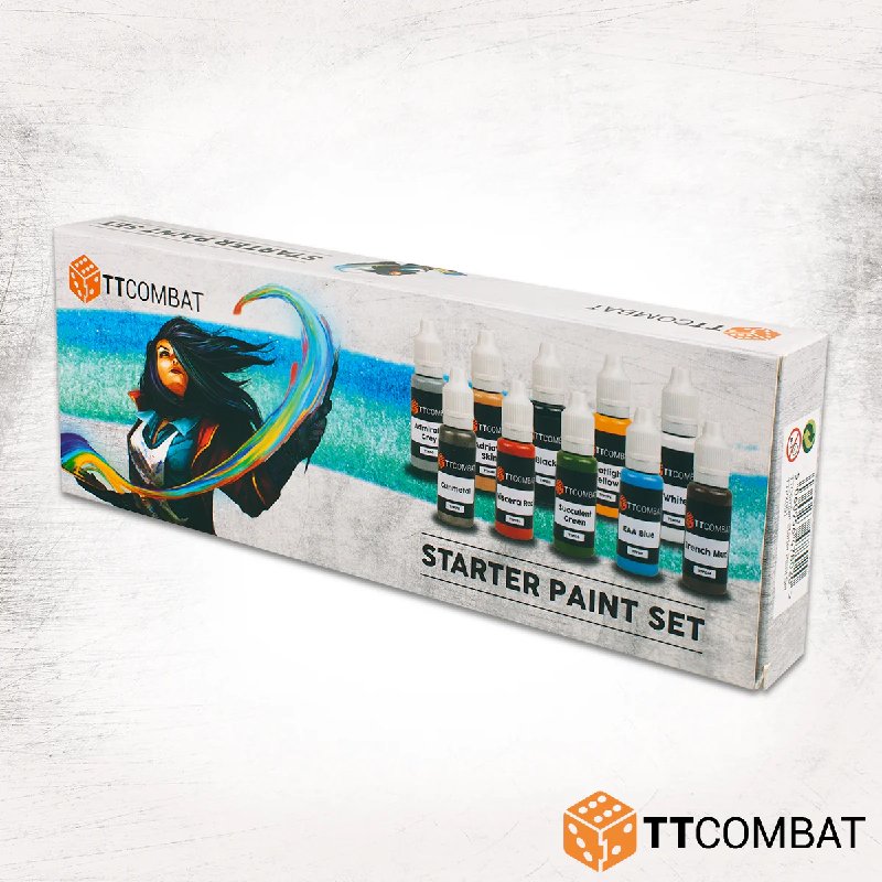 TTCombat Starter Paint Set with 9 Colours and 1 Metallic, 17ml Bottles