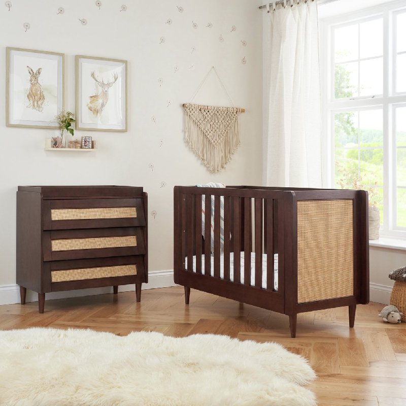 Tutti Bambini Japandi Mini 2 Piece Nursery Furniture Set in Walnut