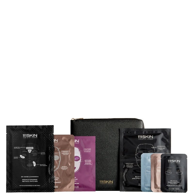 111SKIN Masking Planner with 7 Hydrogel and Bio-cellulose Face and Eye Masks in Leather Case