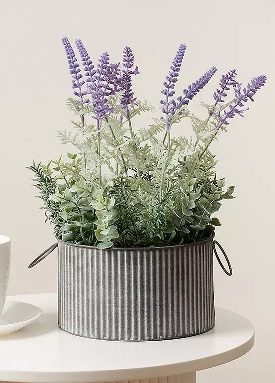 Scottish Everlastings 37.5cm Artificial Lavender Plant in Iron Pot