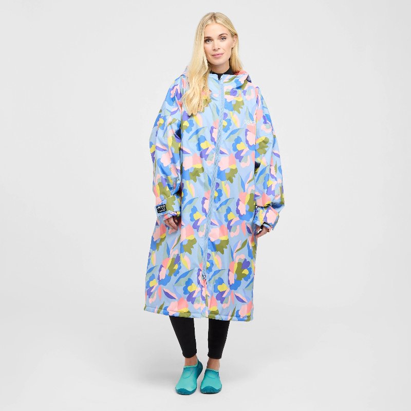 Regatta Adults Waterproof Changing Robe with Abstract Floral Print in Light Blue