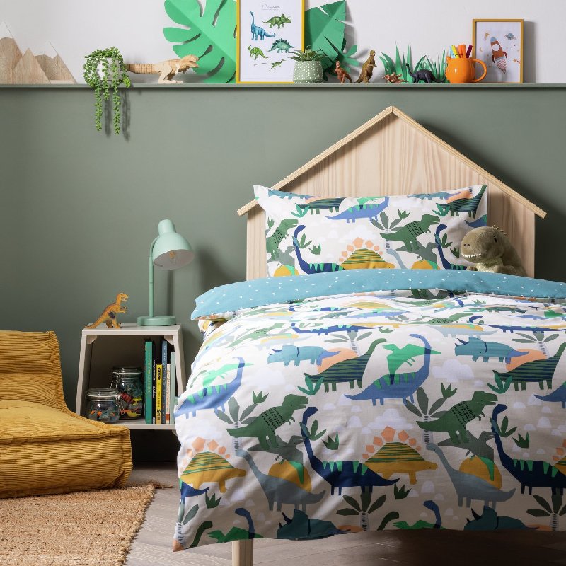 Habitat Little Dino White Kids Bedding Set - Toddler, 150x120cm