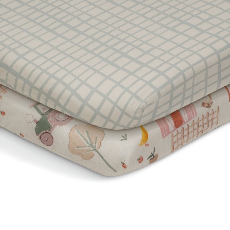 Habitat Cotton Little Farm Nursery Twin Fitted Cot Sheet Set, 120x60cm, 17cm Depth