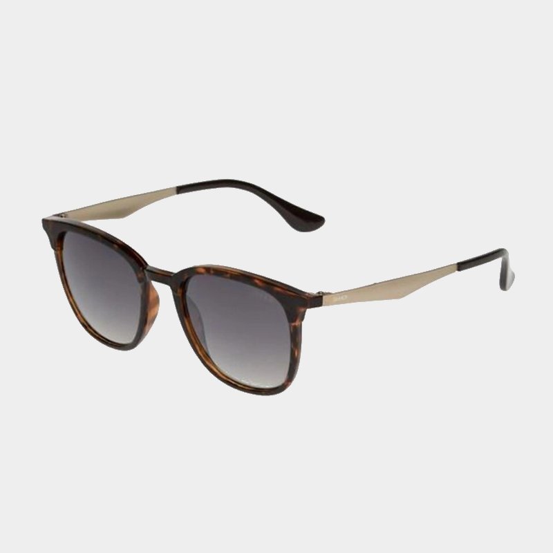 Sinner Cowell Sunglasses, Matte Brown Yellow Tortoise Frame with Green Mirror Lenses
