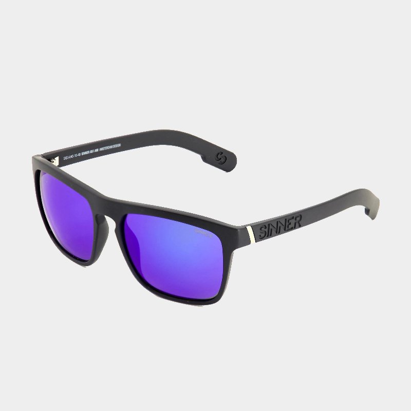Sinner Thunder X Sunglasses with Black Frame and Blue Oil Lens