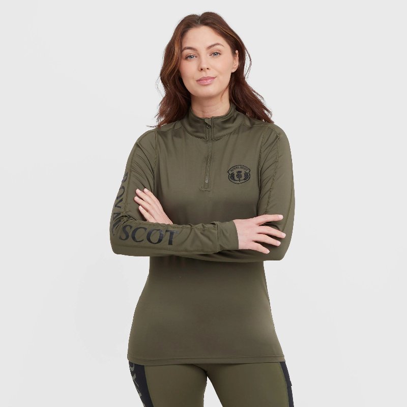 Royal Scot Women's Gracie Long Sleeve Baselayer Top in Khaki