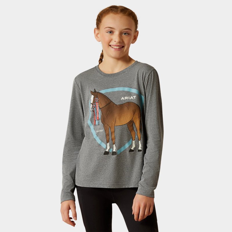 Ariat Kids Champion Pony T-Shirt in Heather Grey