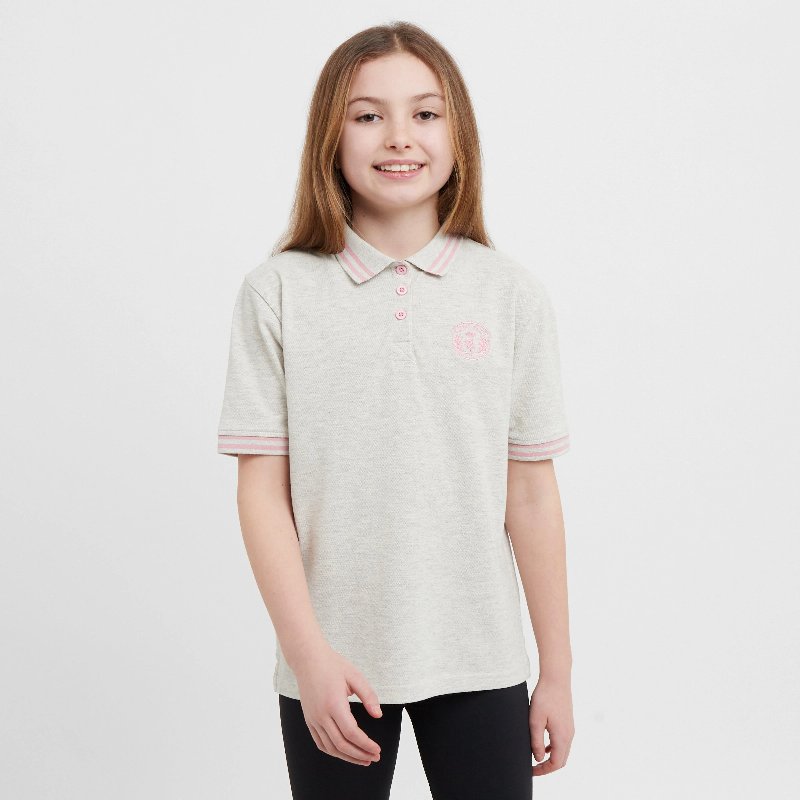 Royal Scot Kids' Ffion Short Sleeved Polo Shirt in Grey Marl
