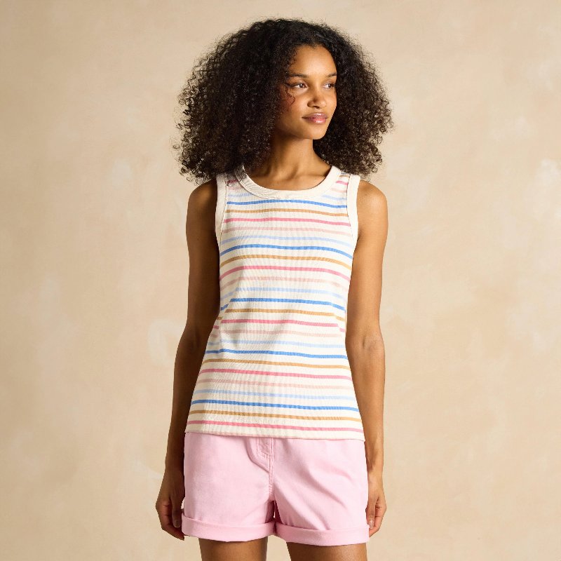Joules Women's Harbour Jersey Vest in Multi Stripe Pattern