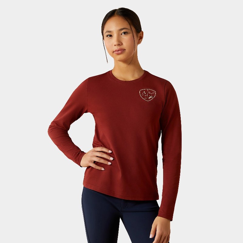 Ariat Kids' Eq Icons T-Shirt in Madder Brown, 95% Cotton 5% Elastane