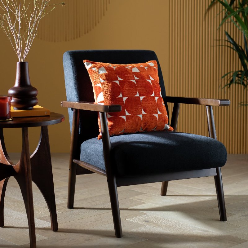 Habitat Jacquard Effect Cushion - Orange - 43x43cm