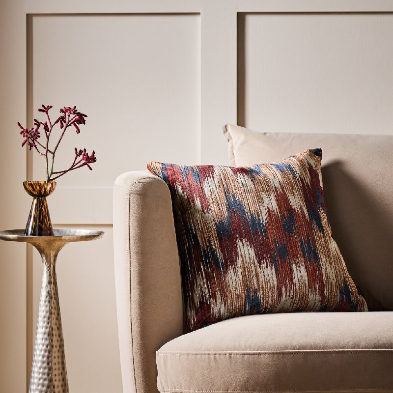Habitat Velvet Jacquard Cushion in Rust Colour, 43x43cm
