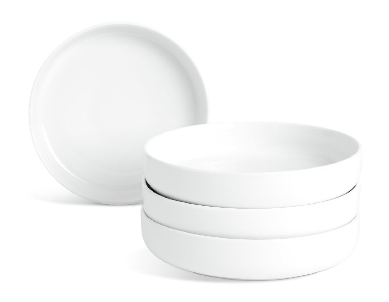 Habitat Riko Set of 4 Porcelain Blates - White, 23.5cm