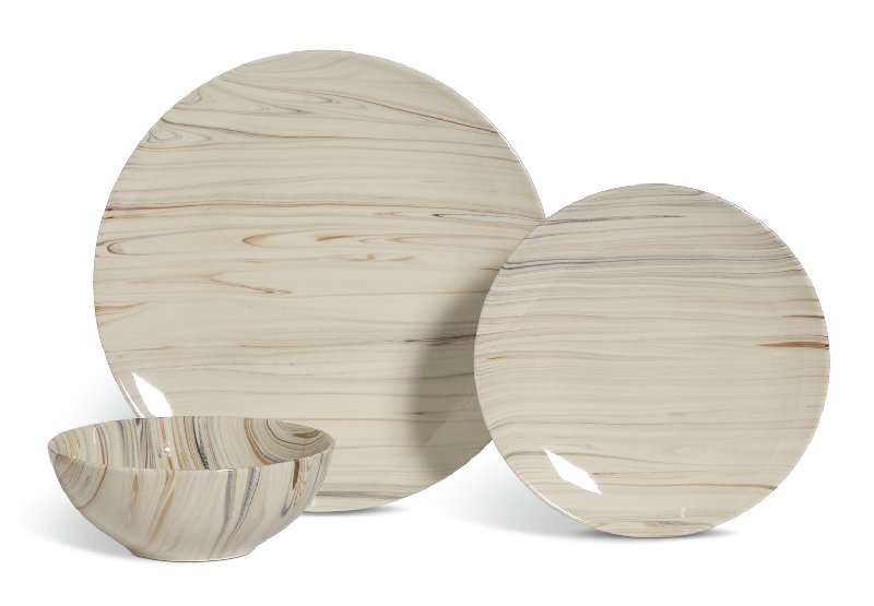 Habitat Marble Slip 12-Piece Stoneware Dinner Set in Cream