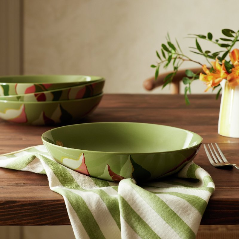 Habitat x Sanderson & National Trust Berries Pasta Bowl Set 4pk, 21.7cm