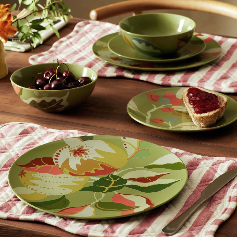 Habitat x Sanderson & National Trust Berries 12-Piece Stoneware Dinner Set