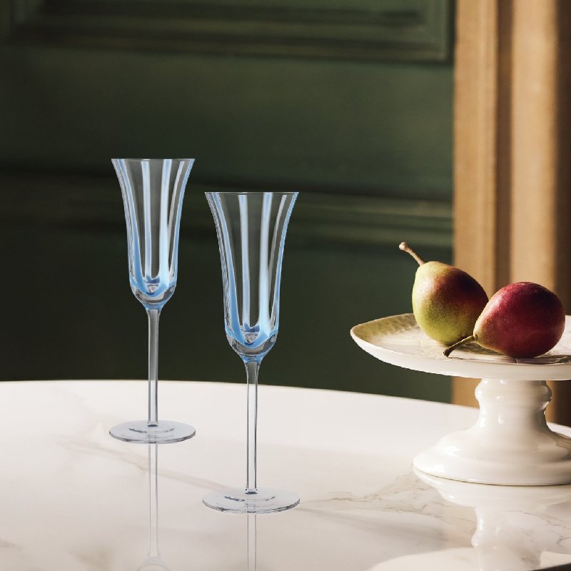 Habitat x Sanderson & National Trust Champagne Flutes 2-Pack with Powder Blue Stripes