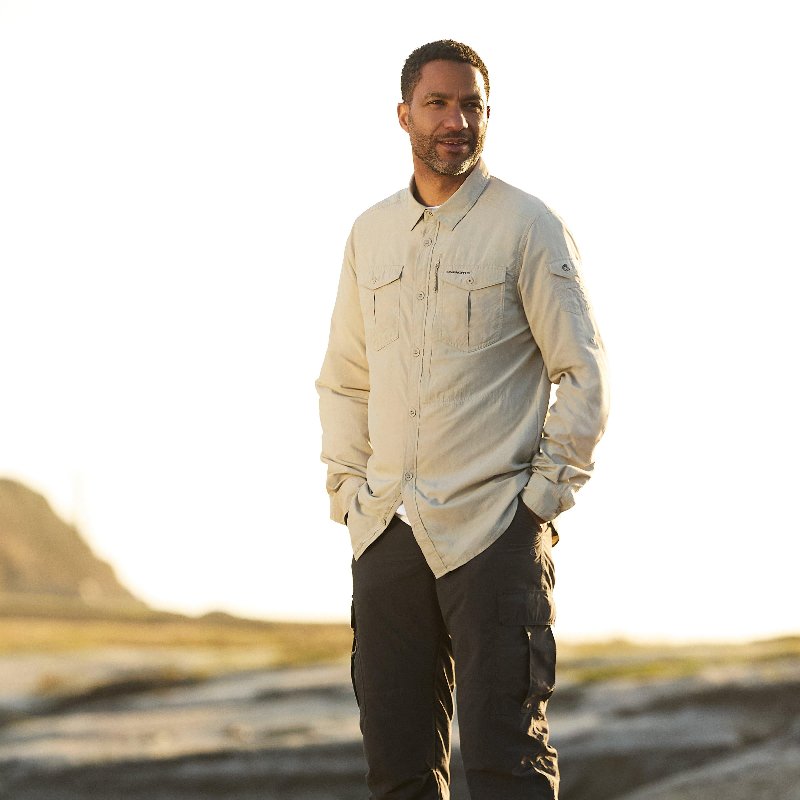 Craghoppers Men’s NosiLife Adventure III Long Sleeve Shirt in Parchment