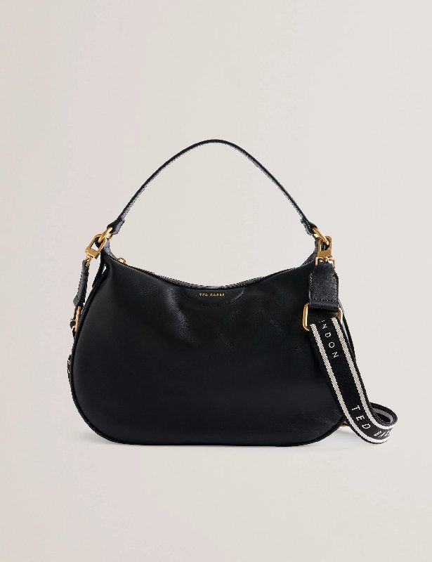 Ted Baker Esiah Webbing Slouchy Leather Hobo Bag in Black