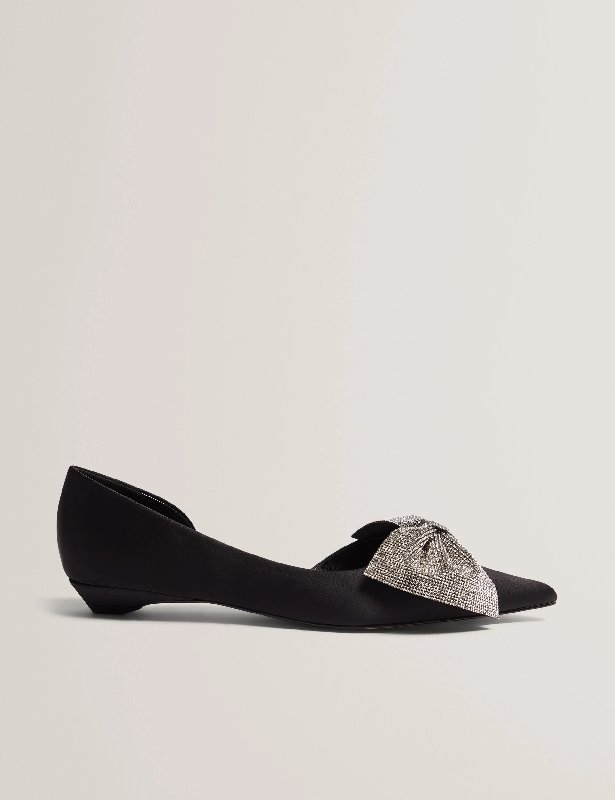Ted Baker Crissly Embellished Rhinestone Bow Satin Kitten Heel Shoes
