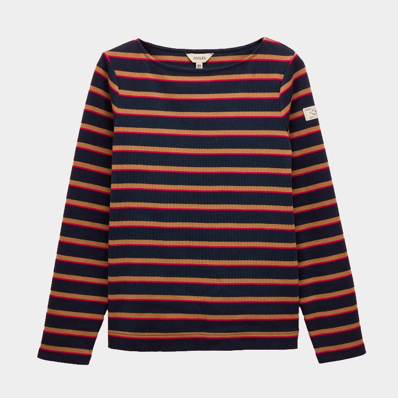 Joules Women's Harbour Boat Neck Breton Top in Heavyweight Cotton Jersey