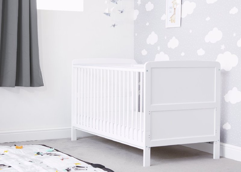 Baby Elegance Travis Cot Bed with Mattress in White