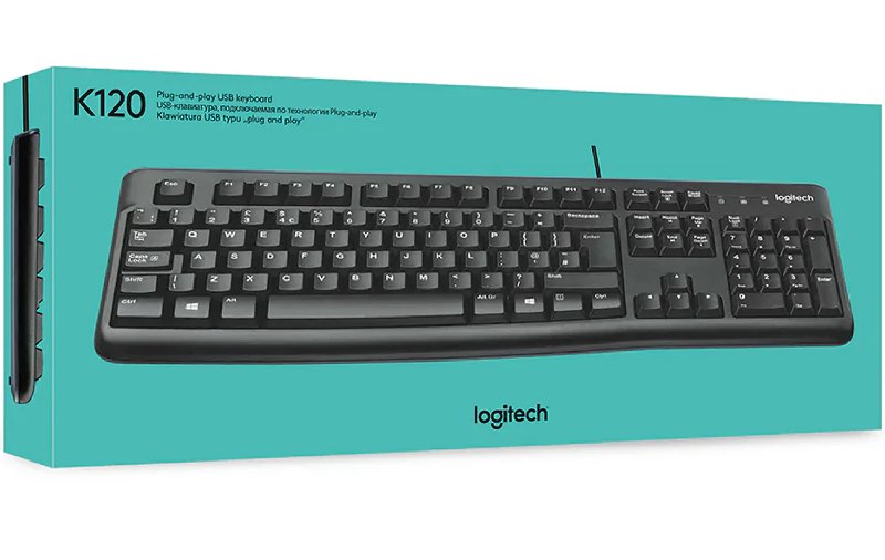 Logitech K120 Slim Wired USB Keyboard with Spill-Resistant Design