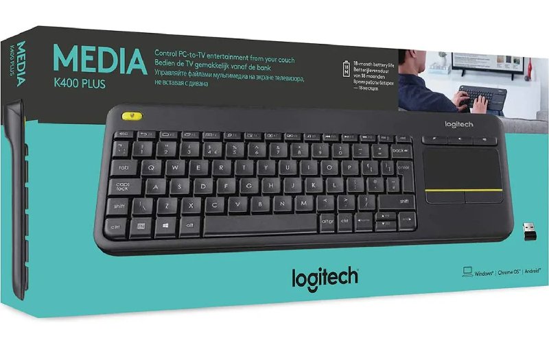Logitech K400 Plus Wireless Touch TV Keyboard with Integrated Touchpad