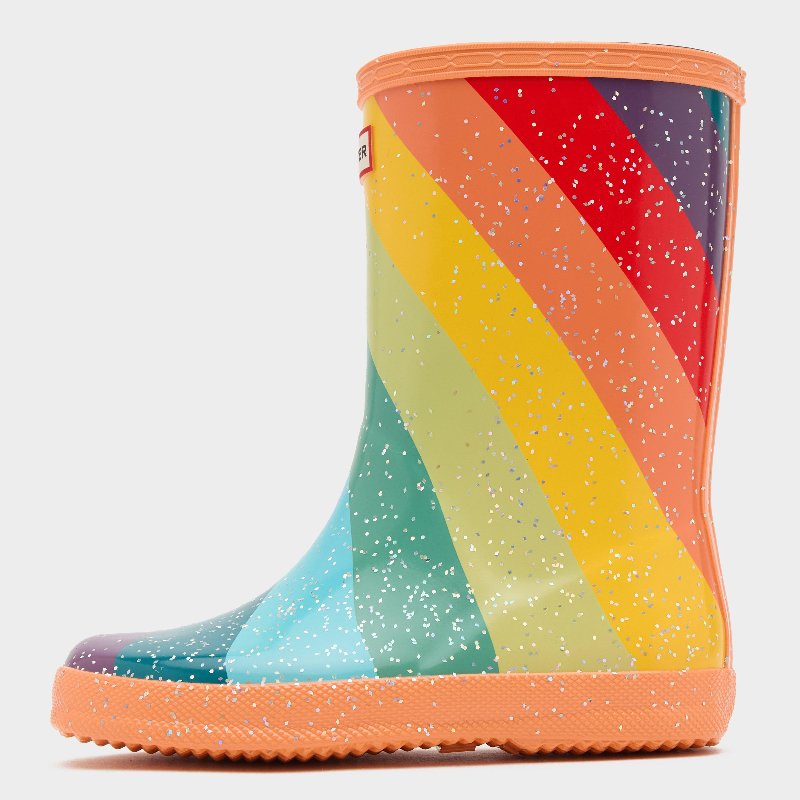 Hunter Kids’ First Classic Wellington Boots - Rainbow Stripe