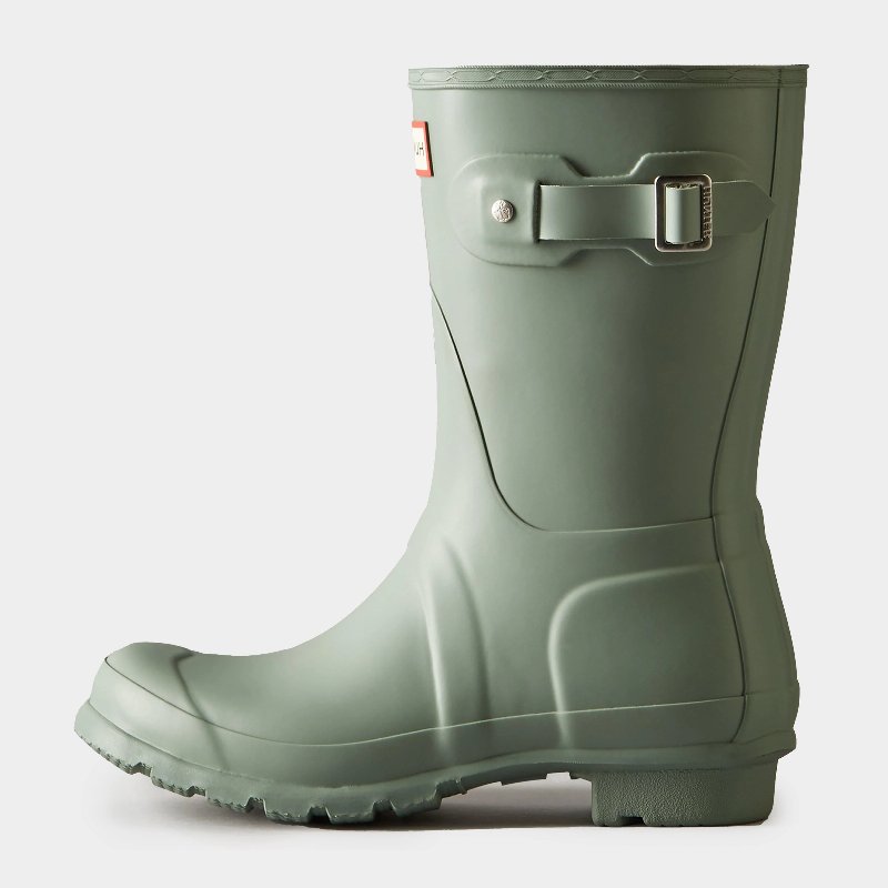 Hunter Women's Original Short Gloss Wellington Boots in Sweet Gale Green