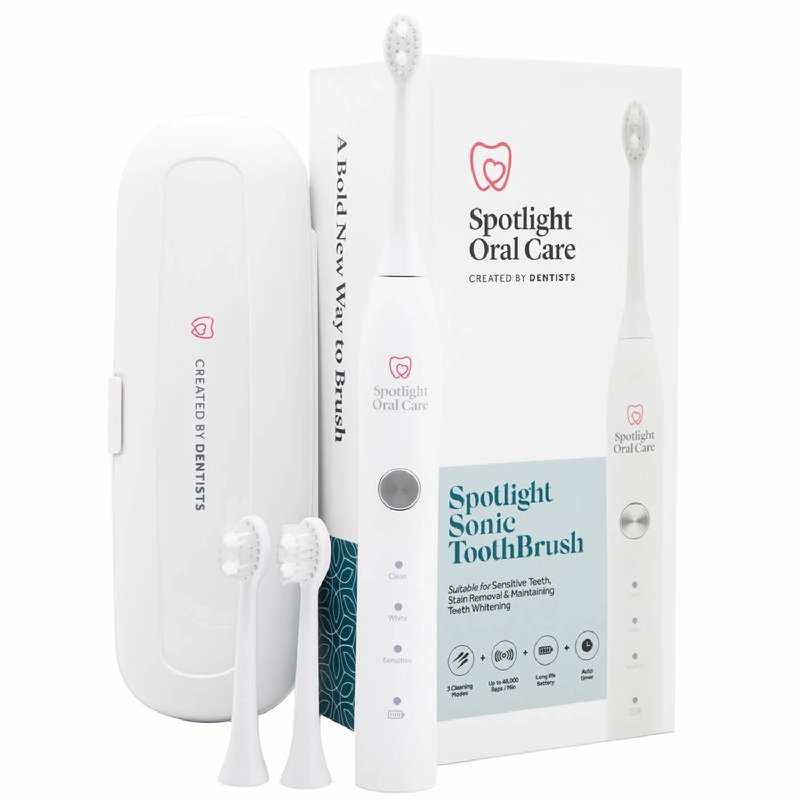 Spotlight Oral Care Sonic Toothbrush with 3 Heads & Travel Case