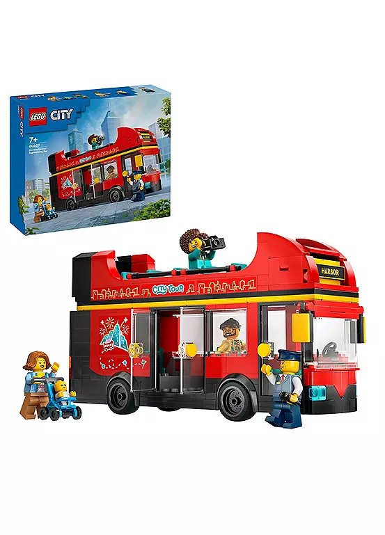 LEGO City Red Double-Decker Sightseeing Bus Toy Set 60407 with 384 Pieces