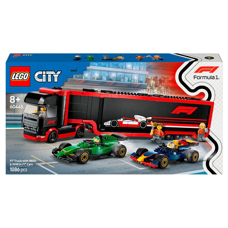 LEGO City F1 Truck with RB20 & AMR24 F1 Cars Construction Set 60445