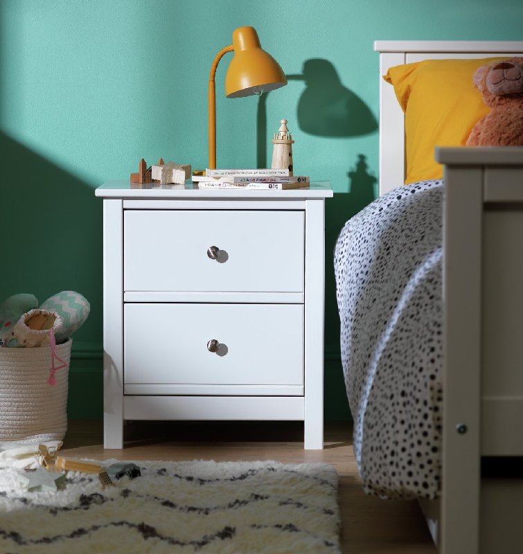 Habitat Brooklyn 2 Drawer Bedside Table in White