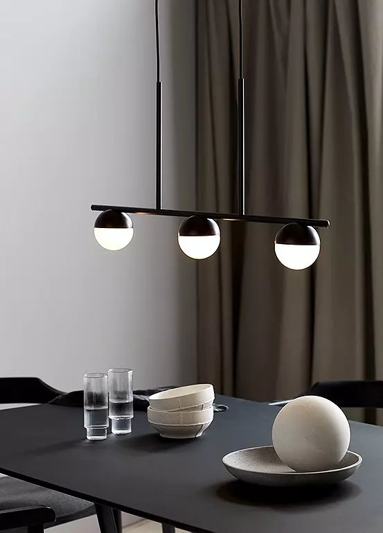 Nordlux Contina 3-Spot Pendant Light in Black with Opal White Glass