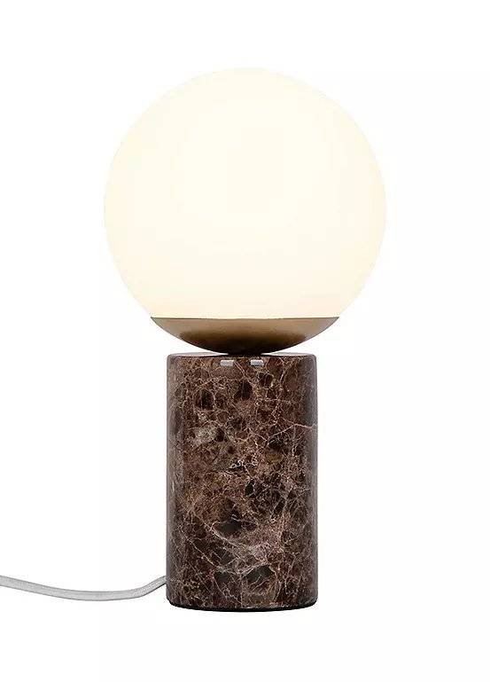 Nordlux Lilly Marble LED Table Lamp in Brown with Opal Glass Shade