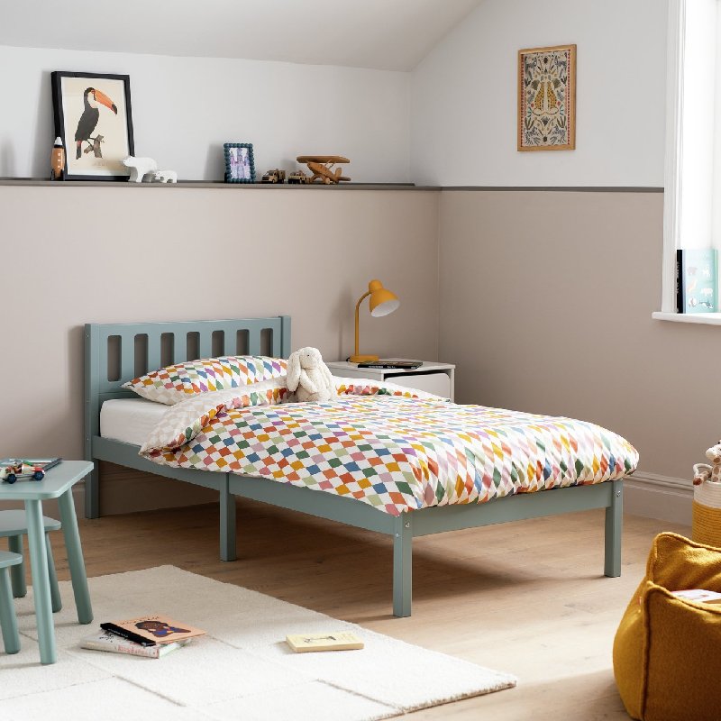 Habitat Ronnie Single Bed Frame in Duck Egg Blue with Wooden Slats