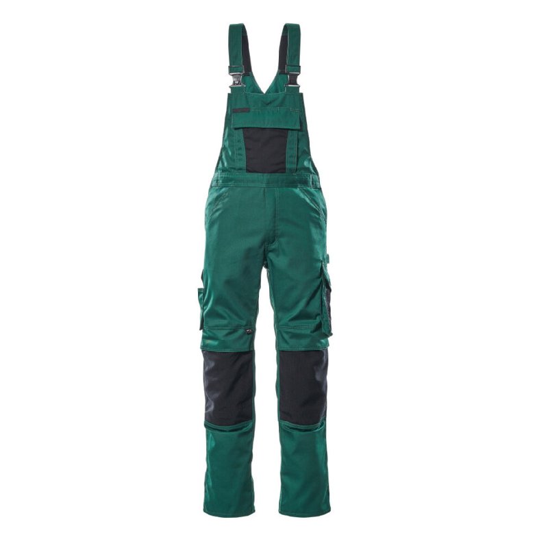 Mascot Unique Augsburg Bib & Brace Workwear - Green/Black, Size 36.5, Short Leg