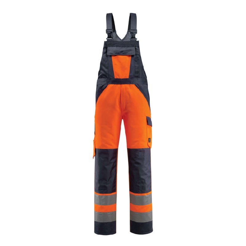 Mascot Safe Light Gosford Bib & Brace Hi-Vis Orange/Dark Navy Blue - Size 40.5 Long Leg
