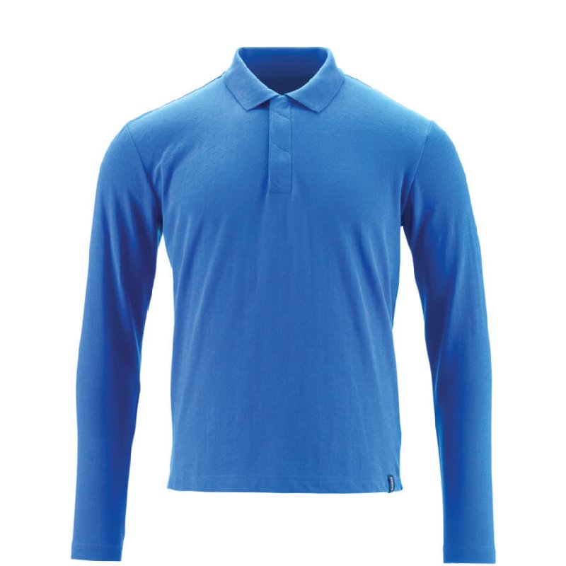 Mascot Crossover Long-Sleeved Polo Shirt with ProWash Technology in Azure Blue (Small)