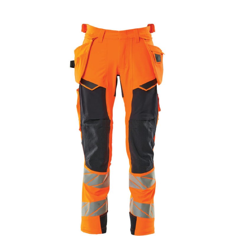 Mascot Accelerate Safe Trousers with Holster Pockets, Hi-Vis Orange/Dark Navy, Waist 50.5, Regular Leg