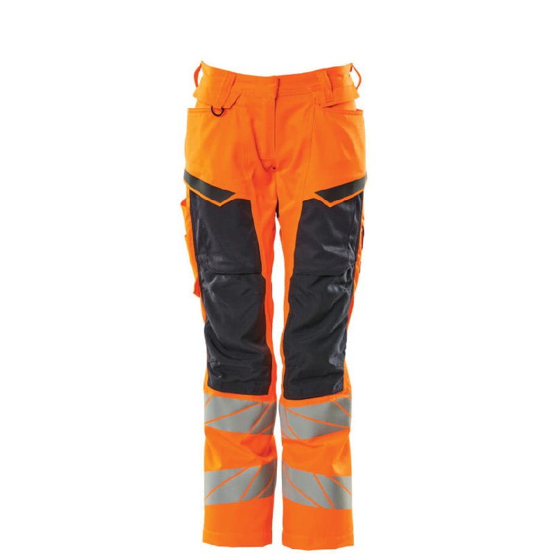 Mascot Accelerate Safe Ladies Diamond Fit Trousers with Kneepad Pockets, Hi-Vis Orange/Navy, Size 50.5 Regular Leg