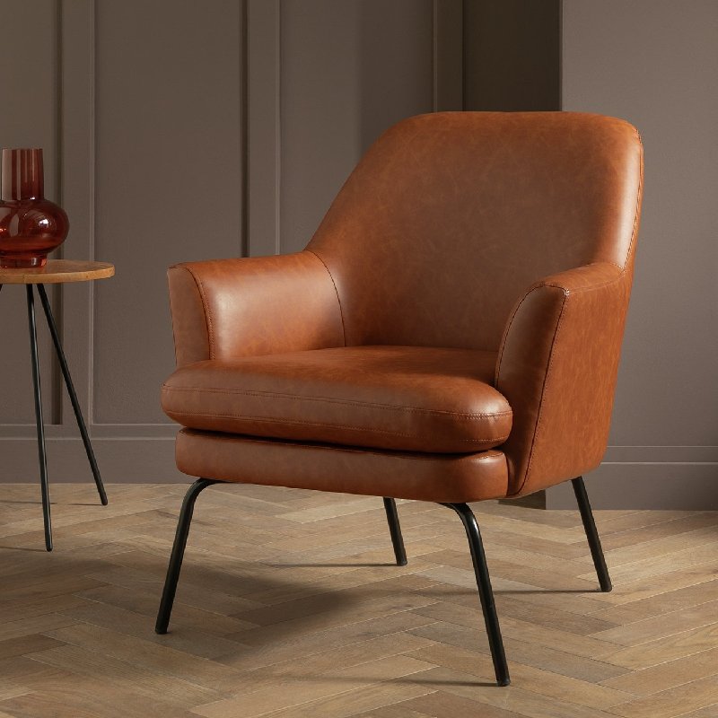 Habitat Celine Faux Leather Accent Chair in Tan