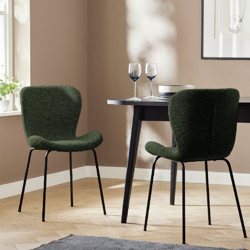 Habitat Etta Pair of Fabric Dining Chairs - Green